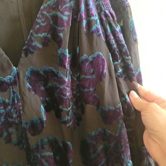 Adelyn Rae, Velvet Burnout Romper, Black/Blue/Purple, Size Medium - Picture 12 of 13